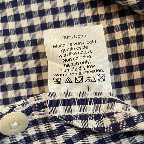 J. CREW Men's Navy Blue & White Checkered Cotton Button-up Shirt - Picture 10 of 10